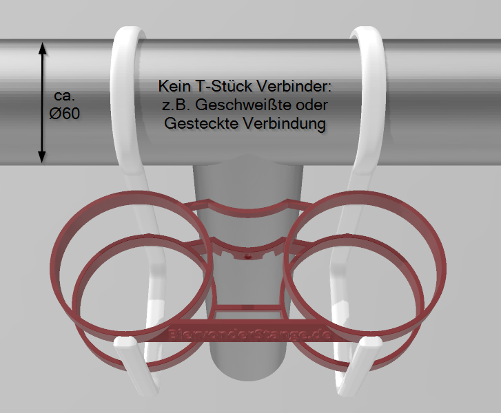 ohne-T-Stueck Verbinder wird der Bierhalter in Größe 100mm empfohlen.